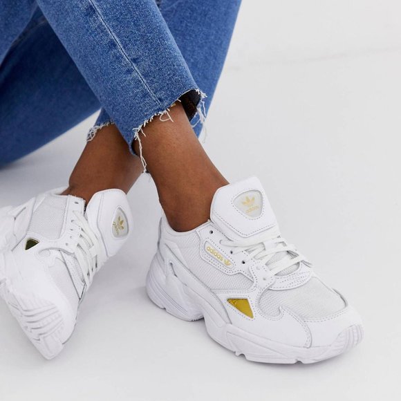 adidas white and gold women's sneakers